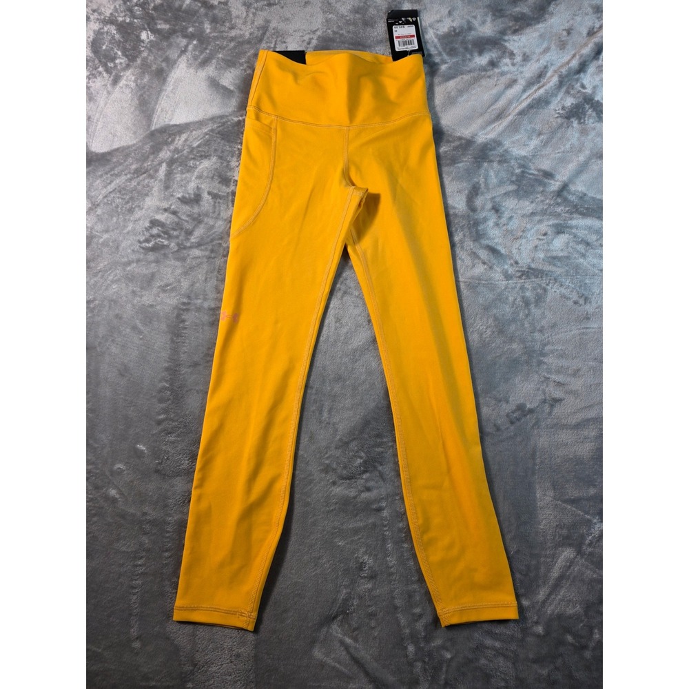 Under Armour Leggings Womens XS Yellow HeatGear High Rise‎ Ankle Compression